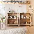 thumbnail image 4 of BeesClover 29" Large Buffet Sideboard Cabinet with 2 Glass Doors and Shelves, Modern Farmhouse Storage Cabinet Table for Kitchen Dining Room, Living Room, Hallway, 4 of 7