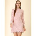 thumbnail image 3 of INSPIRE CHIC Robe Courte Décontractée pour Femme à Imprimé Floral, en Dentelle, à Volants, Col Ras du Cou, 3 of 6