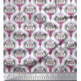 thumbnail image 1 of Soimoi Satin Silk Fabric Moroccan Damask Printed Fabric 1 Yard 42 Inch Wide, 1 of 3