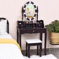 thumbnail image 3 of Costway Makeup Vanity Dressing Table Set w/10 Dimmable Bulbs and Touch Switch Brown, 3 of 10