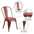 thumbnail image 2 of Distressed Kelly Red Metal Indoor-Outdoor Stackable Chair, 2 of 9
