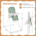 thumbnail image 3 of Gymax Chaise Haute Pliable Facile à Nettoyer Chaise Haute Compacte avec Plateau Amovible et Ajustable Vert, 3 of 10