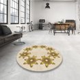 thumbnail image 4 of Ahgly Company Machine Washable Indoor Round Transitional Vanilla Gold Area Rugs, 6' Round, 4 of 7