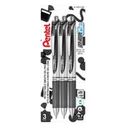 EnerGel Retractable Gel Roller, Medium Medal Tip, 0.7mm, Black Ink, pack of 3