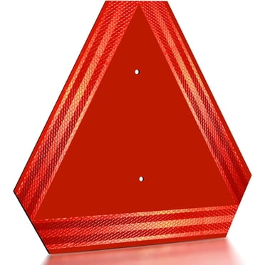 Anley Slow Moving Vehicle Sign Aluminum 14 X 16 IN - Highly Visible Triangle Safety Sign with Prismatic Type Reflective Film - Rust Free for Farm, Golf Cart, Truck and Industrial Vehicles Outdoor Use