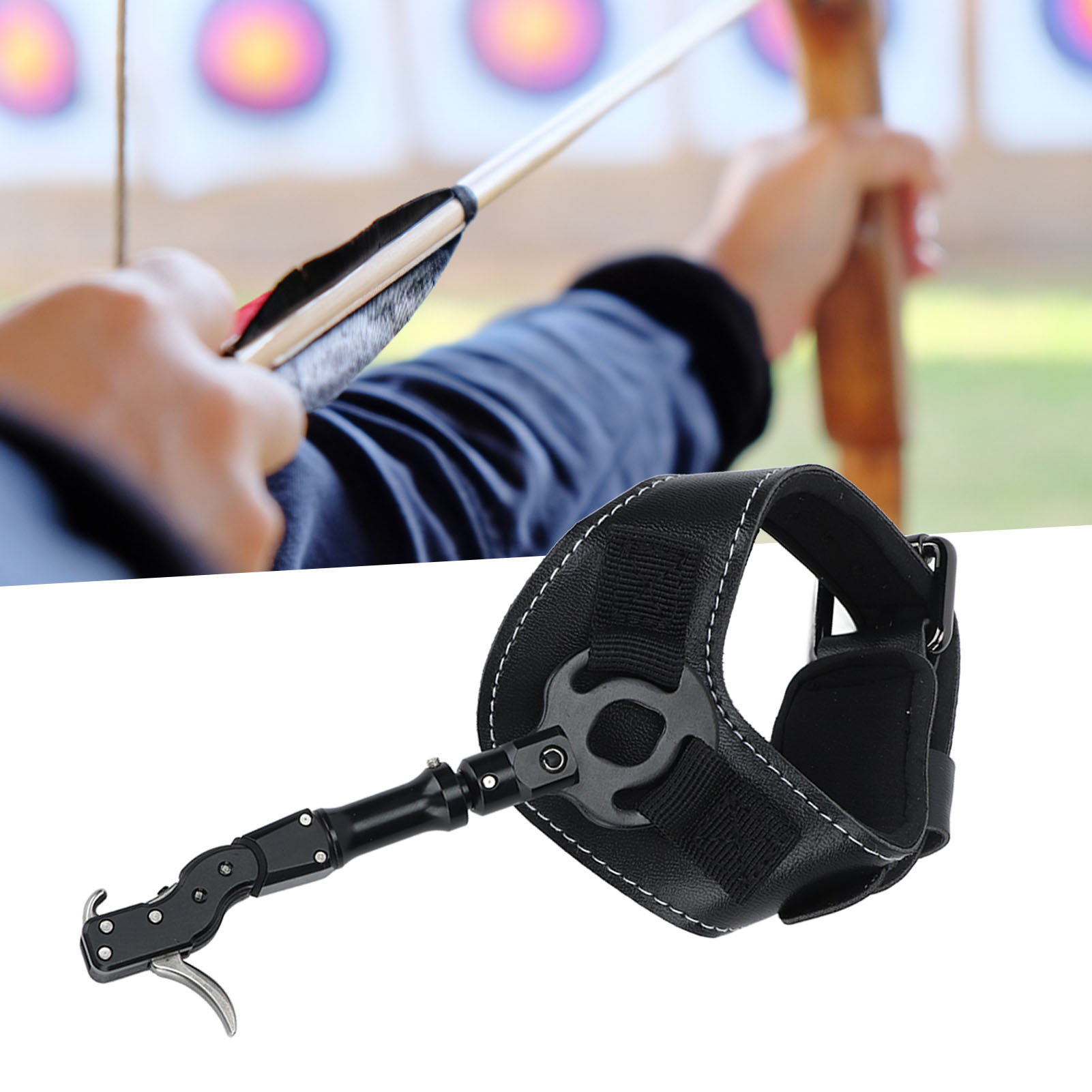 Archery Compound Bow Release, Archery Bow Release Aid With Adjustable Wrist Strap Bow And  Wristband Spreader Composite Pulley Bow Archery Accessories