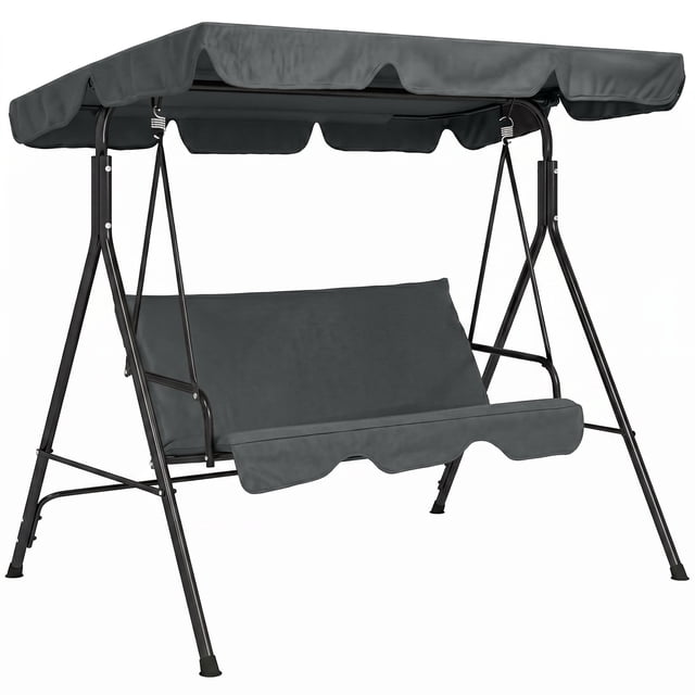 Outsunny 3-Seat Patio Swing Chair with Adjustable Canopy Grey