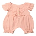 thumbnail image 1 of Baby Girl Romper Jumpsuits Button Short Sleeve Solid Clothes, 1 of 5