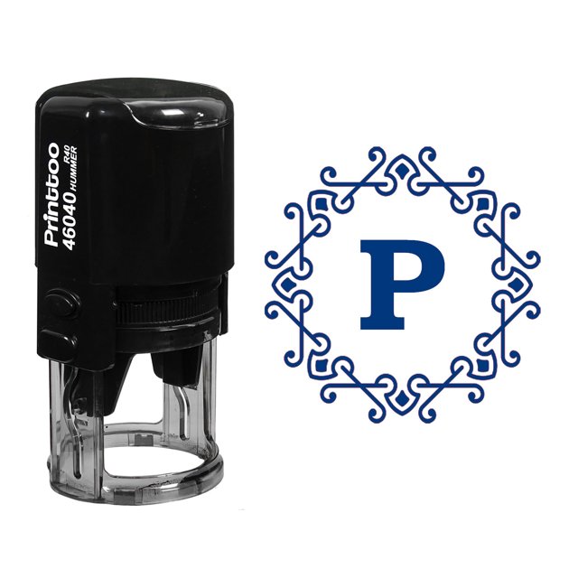 Printtoo Alphabet P Monogramme Initiale Cadre Tourbillon Celtique R-40 Papeterie de Bureau Tampon en Caoutchouc-Bleu