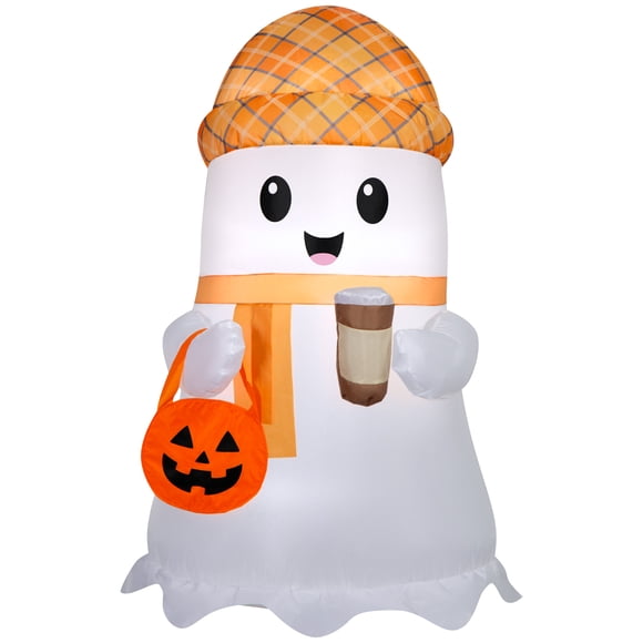 Airblown Yard Inflatables Halloween Light Cozy Coffee Ghost by Way to Celebrate 3.5 ft