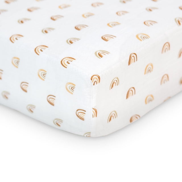 Lulujo - Baby, Infant - Boho Collection - Cotton Muslin Crib Sheet - Breathable, Lightweight