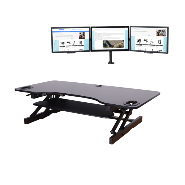 Rocelco ADRB45 Rehausseur de Bureau à Hauteur Réglable (Noir) et Support Triple pour Moniteur (DM3)