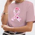 thumbnail image 5 of T-Shirt Décontracté pour Femme à Col Rond et Manches Courtes avec Imprimé Ruban de Sensibilisation au Cancer pour un Confort et un Soutien au Quotidien, 5 of 5