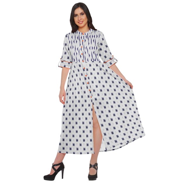 Moomaya Robe Kurti Longue à Manches Courtes Imprimée, Tunique Ligne A, Haut Indien pour Femmes