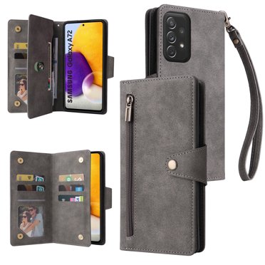 Étui pour Samsung Galaxy A72 5G Portefeuille Magnétique en Cuir avec Fermeture Éclair Porte-Cartes