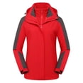 thumbnail image 1 of LSLJS Women Solid Rain Jacket Outdoor Hooded Raincoat Windproof Top( Red, XXL), 1 of 2