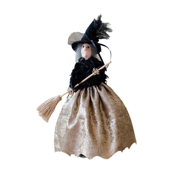 Weloille Halloween Witch Broom Apron Ornament 1 Pc Festival Party Costume Accessory for Trick or Treat Kitchen Cooking Bakery Decorative Gift Prop