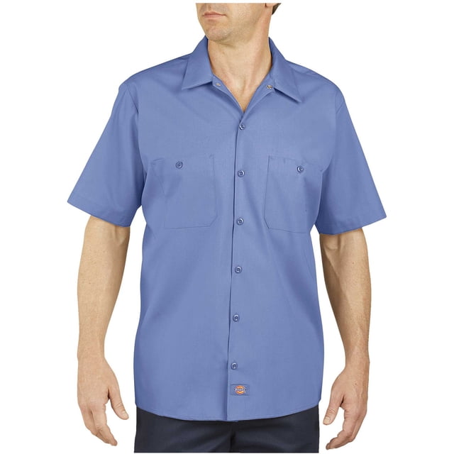 Dickies Mens Industrial Short Sleeve Work Shirt, XL, Light Blue DOW
