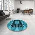 thumbnail image 4 of Ahgly Company Tapis d'Intérieur Rectangulaire Transitionnel Lavable à la Machine, Bleu Turquoise Vif, 7 Pieds x 10 Pieds, 4 of 7