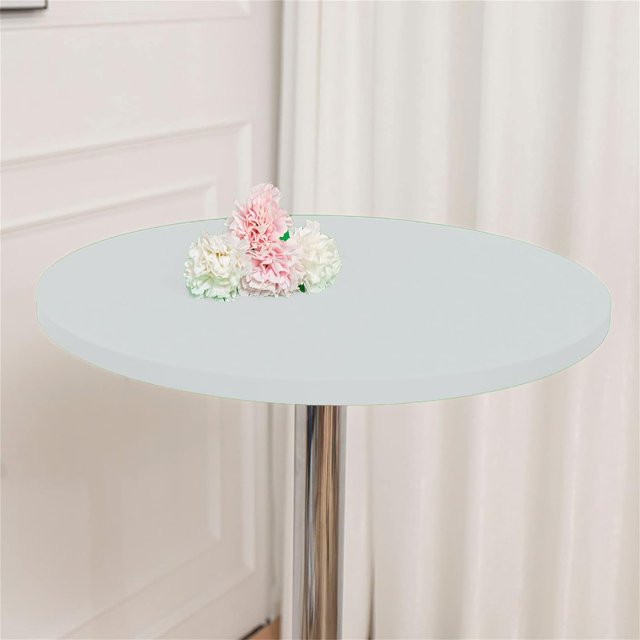 ORUYROP 2-Pack Cocktail Round Table Topper Cap Spandex Fitted Stretch Cocktail Tablecloth Tight Stretchable Elastic for Weddings Banquets Events Parties Restaurants(Size: 140cm,Color:Ivory-Whi