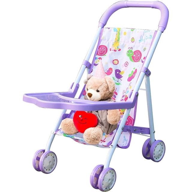 LAICAIW Baby Doll Stroller, Foldable Doll Stroller, Baby Doll Carriage, Realistic Convertible Doll Pram, Toy Baby Stroller, Creative Baby Doll Stroller Play Set for Toddler and Girls, Nuturing and R