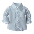 thumbnail image 2 of vdgthytj Toddler Baby Boys Girls Button down Shirts Kids Collared Long Sleeve Uniform Dress Shirt Tops Spring Fall Clothes, 2 of 6
