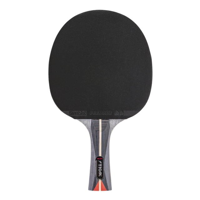 STIGA Raquette de Tennis de Table à Talon avec Caoutchouc Noir Approuvé ITTF, Technologie de dispersion des Chocs, Lame en Bois Clair à Six Plis et Poignée Grise avec logo STIGA et accent Rouge, Conçue pour le Ping-Pong Compétitif à Haute Vitesse, Rotation et Contrôle.