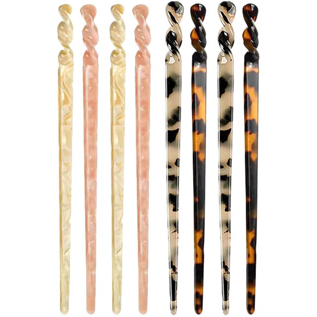 MasteelfCA 8Pcs Tortoise Shell Long Hair Sticks Acetate Hair Pin Women Hair Styling Tools