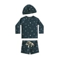 thumbnail image 2 of MIASHUI Boys Swimsuit Rash Guard Bathing Suit Toddler Girls Swim Trunk with Swimming Cap,Dark Blue,4-5 Years, 2 of 9