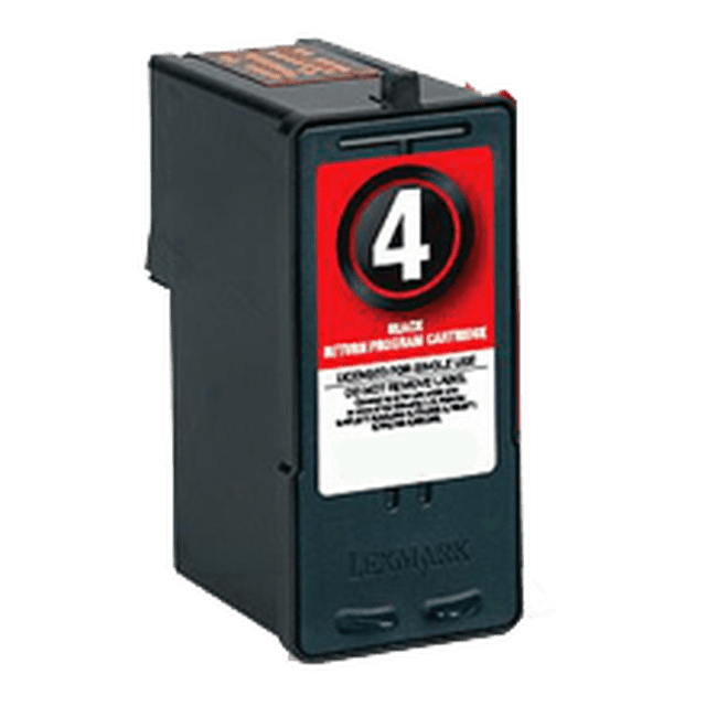 Zoomtoner Compatible Lexmark 18C1974 (#4) Inkjet Cartridge in black, designed for Lexmark and IBM Z2490 printers. The cartridge features a yield of 200 pages at 5% coverage and comes with a 1-year warranty offering free replacement or refund. The compact design includes a red and black label with the number 4 prominently displayed.