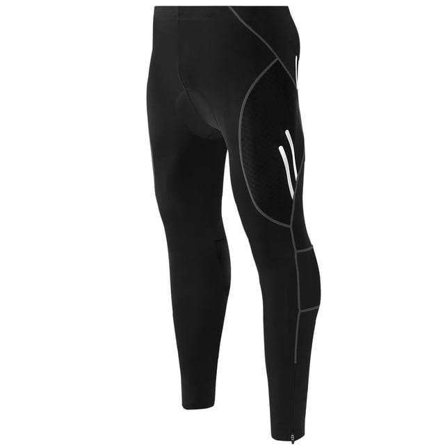 Men's Reflective Cycling Tights with 3D Silicone Padding - Quick-Dry, Breathable Compression Pants for Mountain Biking, Available in Black and Plus Sizes