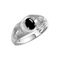 thumbnail image 3 of RYLOS Men's Rings Sterling Silver Rings Classic Designer Style 8X6MM Oval Gemstone & Diamond Ring Cabochon Onyx October Birthstone Rings For Men  Size 12, 3 of 7