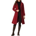 thumbnail image 2 of INSPIRE CHIC Manteau à Capuche Ceinturé à Simple Boutonnage pour Femmes Manteau d'Hiver avec Poches Rouge TG, 2 of 6