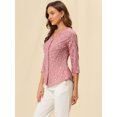 thumbnail image 4 of INSPIRE CHIC Blouse Haut Décontracté pour Femme à Pois, Manches 3/4, Boutonné devant, 4 of 6