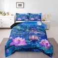 thumbnail image 2 of Erosebridal Pink Lotus Bedding Full Comforter Set, Lake Landscape Down Comforter, Japanses Style Decor, Reversible 3pcs, 2 of 7