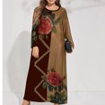 thumbnail image 1 of LSLJS Plus Size Women Casual Loose Printed Long-sleeve Crew-Neck Dress, 1 of 4