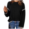 thumbnail image 1 of Timegard Chandails pour Femmes Épaules Tombantes Ample Col Rond Chandail Automne Habillé Décontracté Confortable Hauts en Tricot, 1 of 4