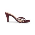 thumbnail image 3 of BLISSFUL STEP Women's Triple Strap Rhinestone Mules Open Toe Stiletto Heel Slide Sandals Burgundy 7, 3 of 7