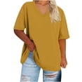 thumbnail image 1 of FAIWAD Womens Tops Summer Plus Size Casual V Neck Short Sleeve Drop Shoulder T-Shirt Loose Comfy Basic Tunic Tops, 1 of 3