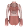 thumbnail image 3 of TSSOE Kids Girls Sparkly Rhinestone Dance Leotard Sheer Mesh Patchwork Bodysuit for Gymnastics Tumbling Dusty Pink 8, 3 of 4