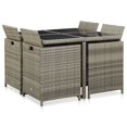 thumbnail image 3 of vidaXL 9 Piece Outdoor Dining Set with Cushions Poly Rattan Grey, 3 of 5