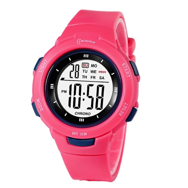 Children's Digital Watch Outdoor Waterproof Wrist Watch Calendar Pink Pink