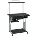 thumbnail image 1 of Fullfurnique Rolling 3-Tier Computer Desk with Detachable Top Shelf, Black, 1 of 9