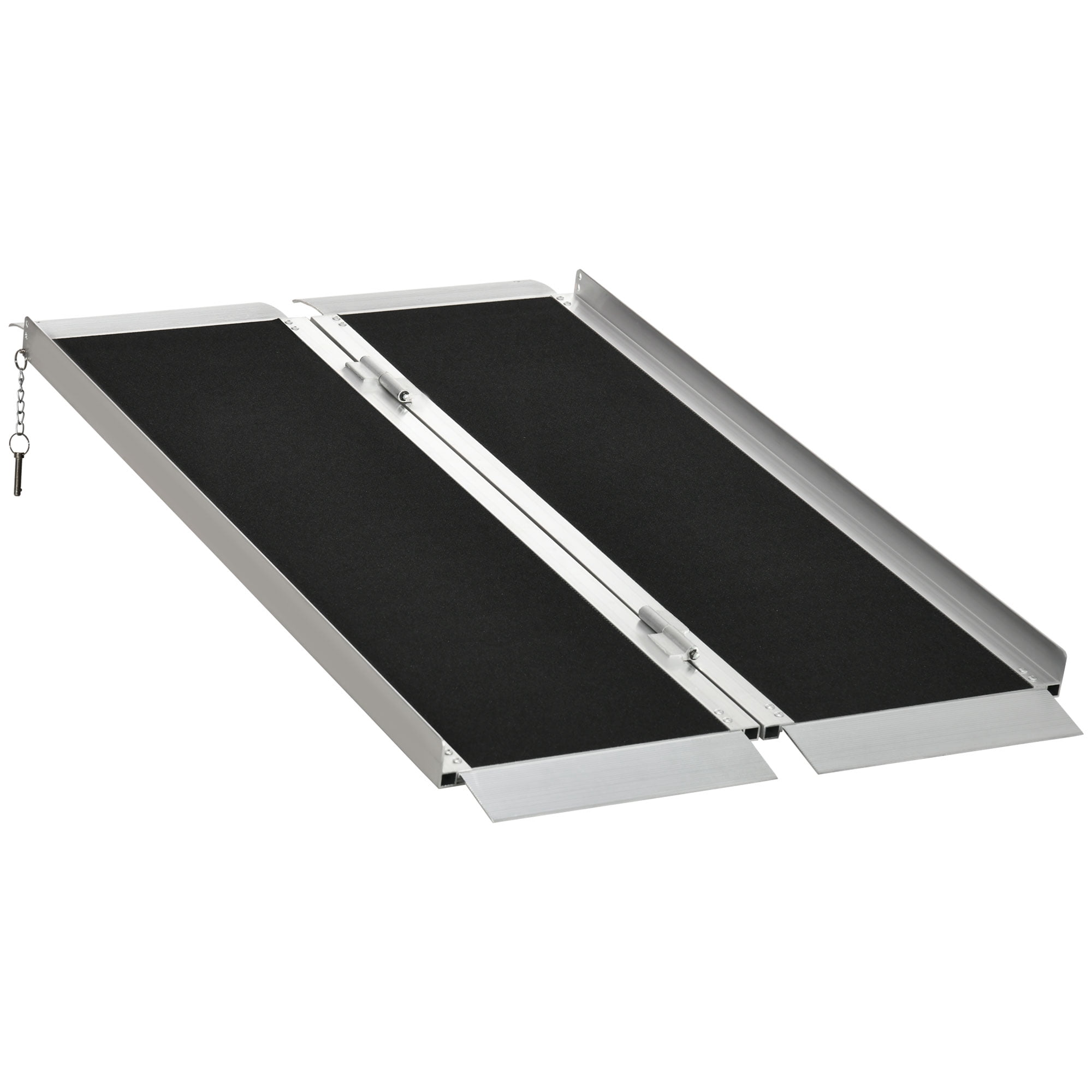HOMCOM 4' Portable Wheelchair Ramp Aluminum Threshold Mobility Single-fold
