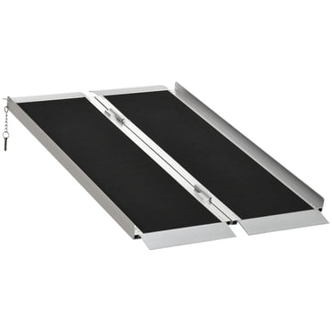 HOMCOM 4' Portable Wheelchair Ramp Aluminum Threshold Mobility Single-fold