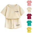 thumbnail image 1 of Qtocio Ensemble Décontracté pour Filles, T-Shirt à Manches Courtes à Col Rond et Pantalon à Taille Élastique pour l'Été, 1 of 4