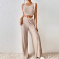 thumbnail image 2 of Yuyuzo Ensemble de Détente pour Femmes Sans Manches Col Rond Crop Top et Pantalon Taille Haute Ensemble de Pull 2 Pcs, 2 of 6