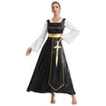 thumbnail image 1 of Sxiwei Robe Maxi Ample Longueur Cheville pour Femmes, Tunique Superposée de Danse de Louange, Robe de Culte Liturgique Noire 4TG, 1 of 7