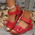thumbnail image 1 of Latrodar Sandales Compensées pour Femmes Sandales de Randonnée Femmes Fête Confortables Extensibles Sandales à Fleurs Boucle Bout Rond Chaussures d'Été Talon Moyen (2 Pouces-3 Pouces) Moyen Sandales Unies pour Dames Anniversaire, 1 of 5