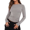 thumbnail image 2 of T-Shirts pour Femmes 2025, T-Shirts Femmes, T-Shirt à Col Montant Rond Uni pour Femmes T-Shirt à Col pour Dames T-Shirt de Compression Chaud pour Femmes T-Shirt Ajusté à Manches Longues Manches Longues Femmes Course, 2 of 9